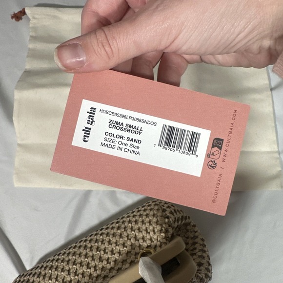 NWT $498 Cult Gaia ZUMA Small Crossbody Bag In Sand And Gold - Picture 11 of 13